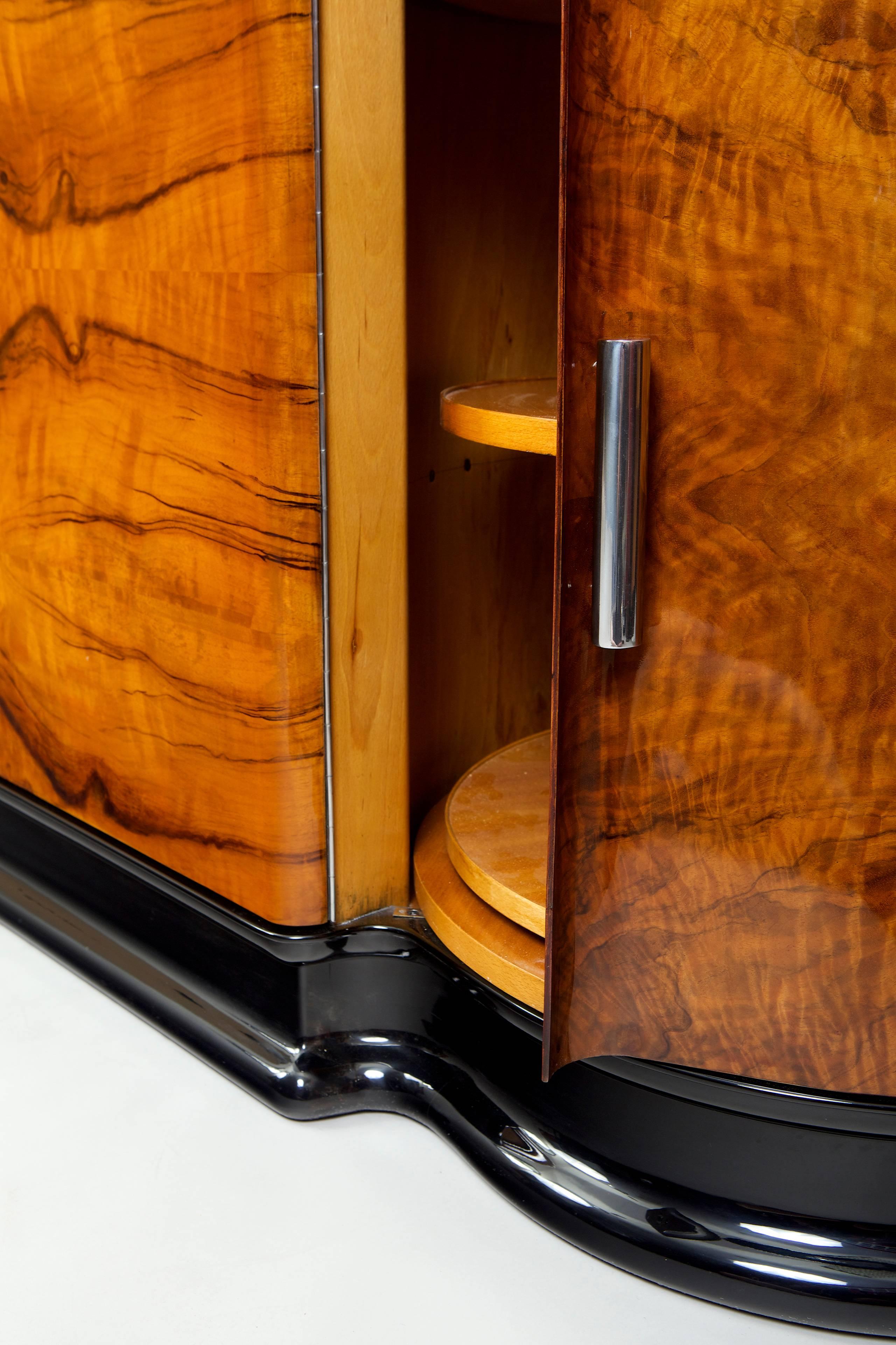 Wood Unique Walnut Art Deco, Functionalism Saloon Sideboard from Czechoslovakia