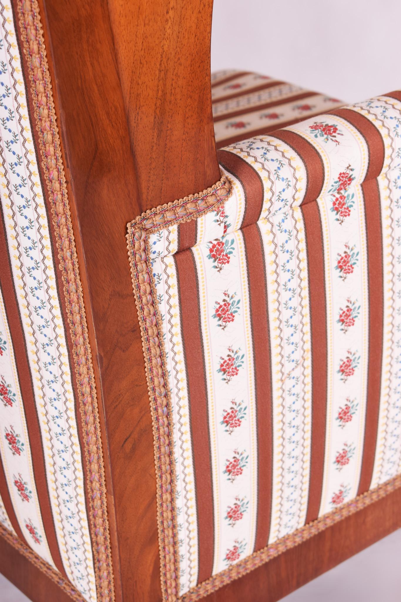 Unique Walnut Biedermeier Wing Chair, Completely Restored, New Upholstery 6