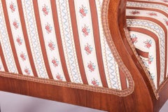 Unique Walnut Biedermeier Wing Chair, Completely Restored, New Upholstery