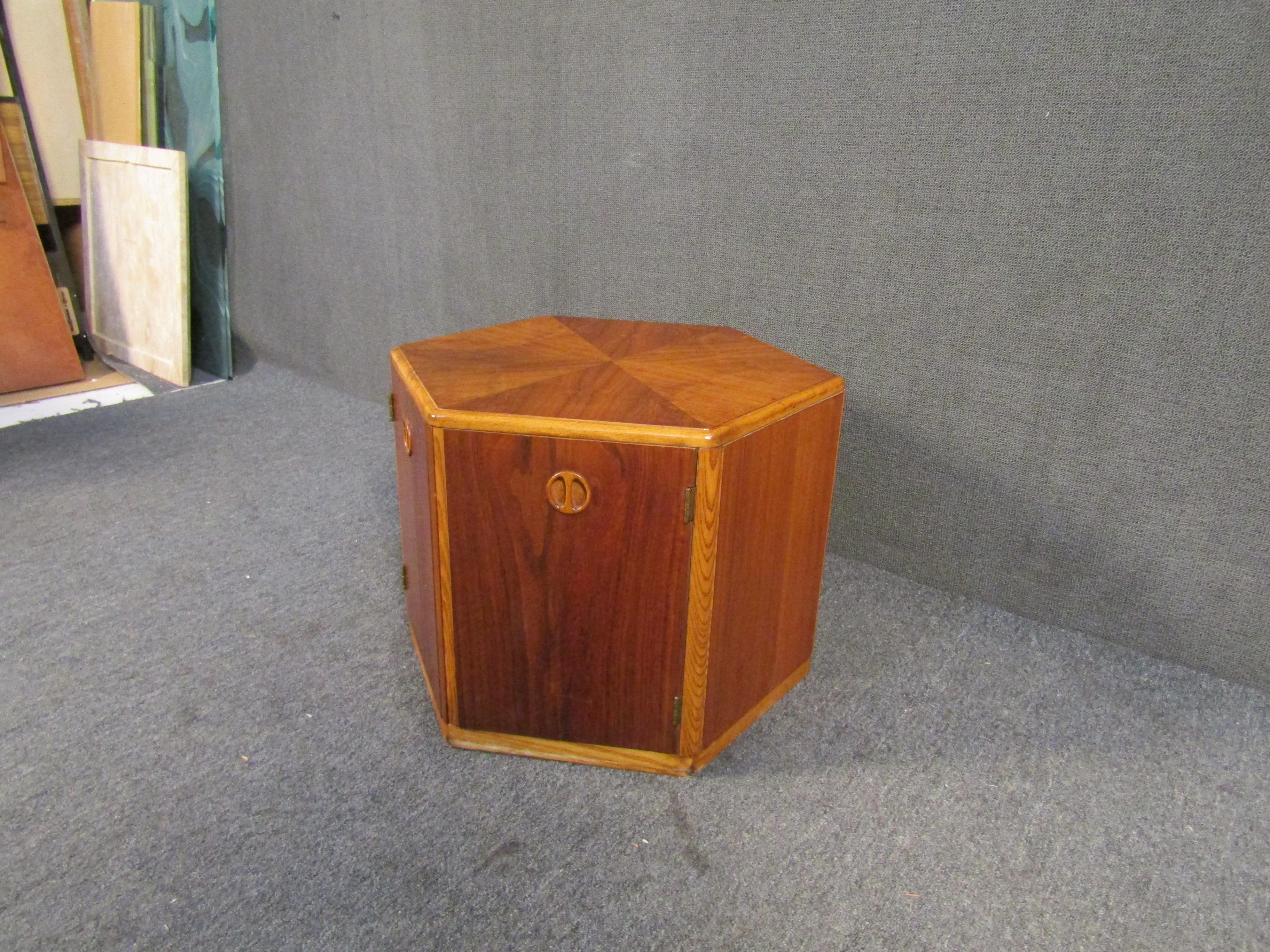 Mid-Century Modern Unique Walnut Side Table For Sale