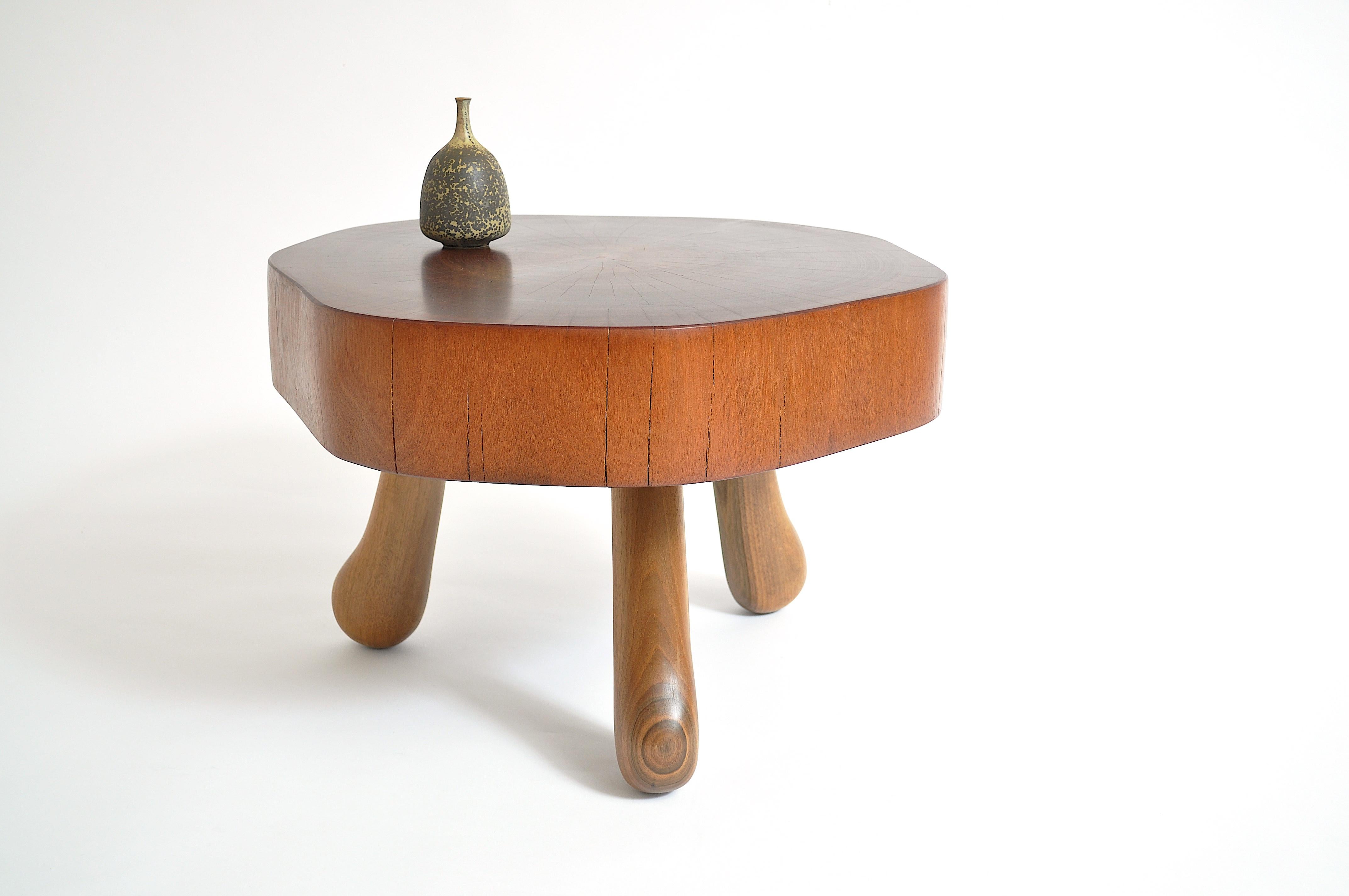 Unique walnut signed table by Jörg Pietschmann
Materials: Padouk, European Walnut 
Measures: W 63 x D 63 x H 40 cm


In Pietschmann’s sculptures, trees that for centuries were part of a landscape and founded in primordial forces tell stories