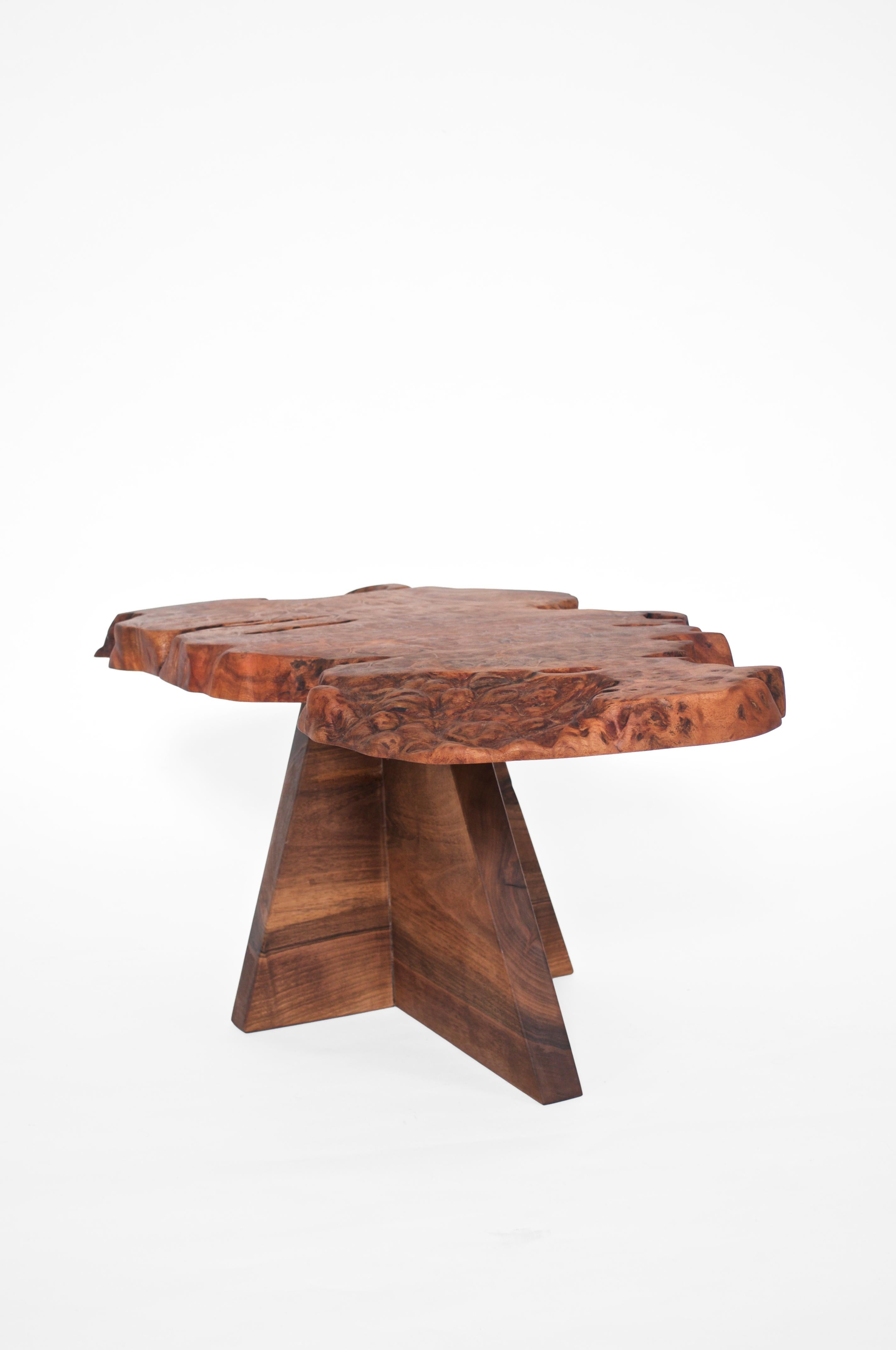 Polished Unique Walnut Signed Table by Jörg Pietschmann