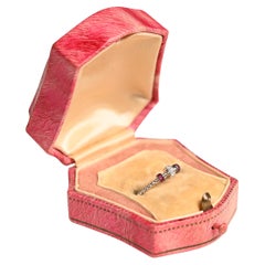 Unique Wedding Band. Round cut Diamond and Ruby Beaded Band 18K White Gold