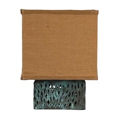 Lampe unique en bronze soudé et patiné, dans le style de Harry Bertoia