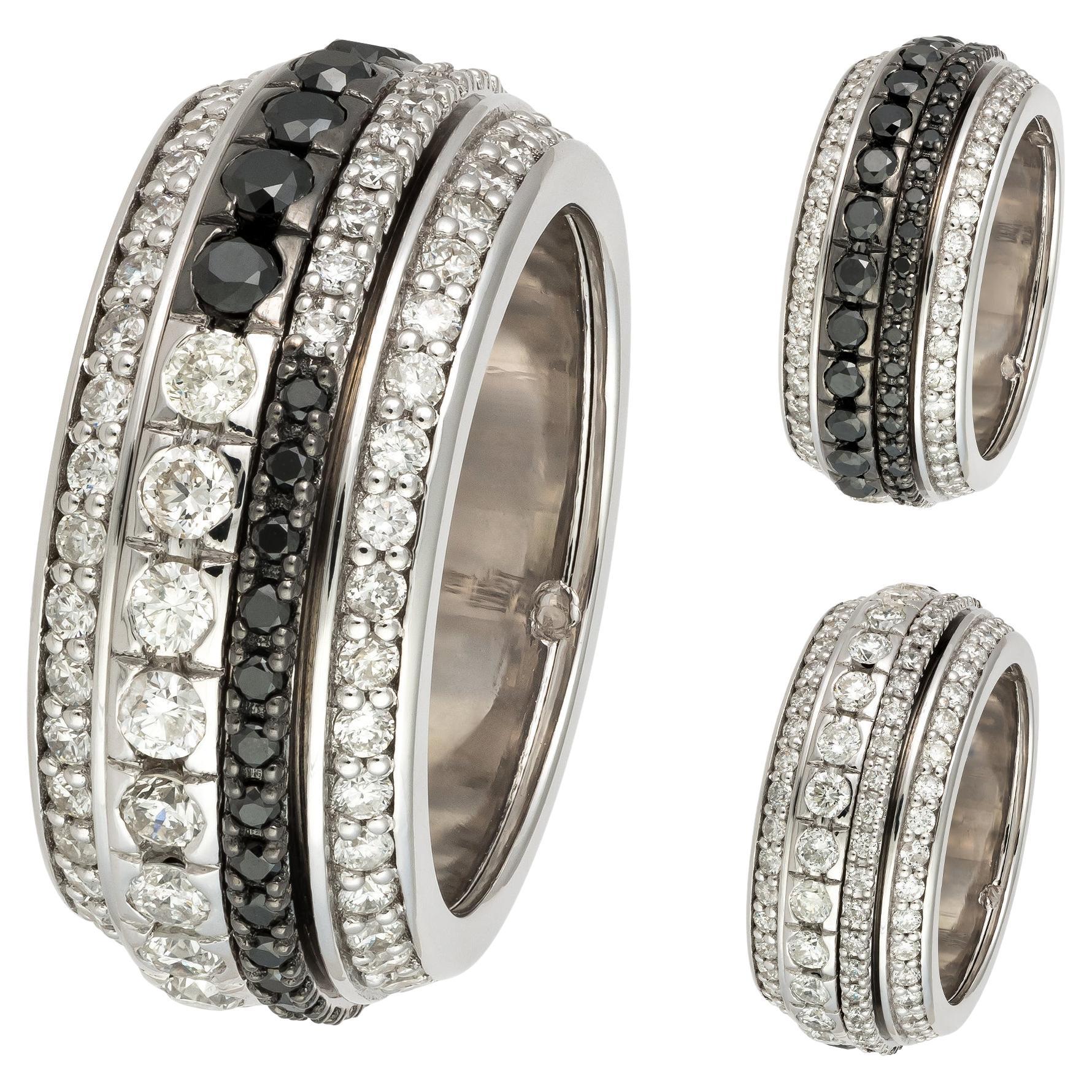 For Sale:  Unique White 18K Gold White Black Diamond Ring for Her