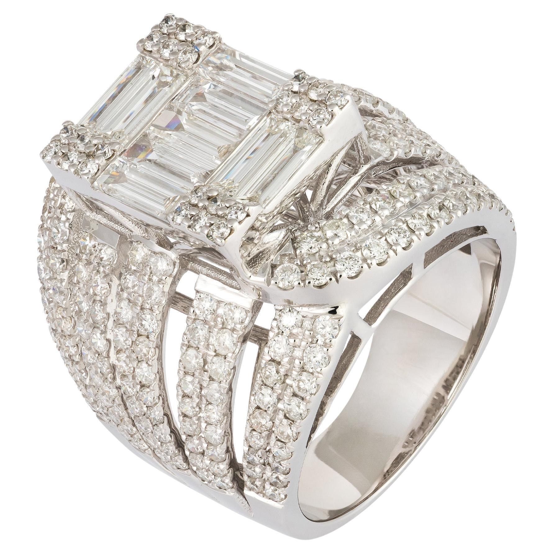For Sale:  Unique White 18K Gold White Diamond Ring For Her