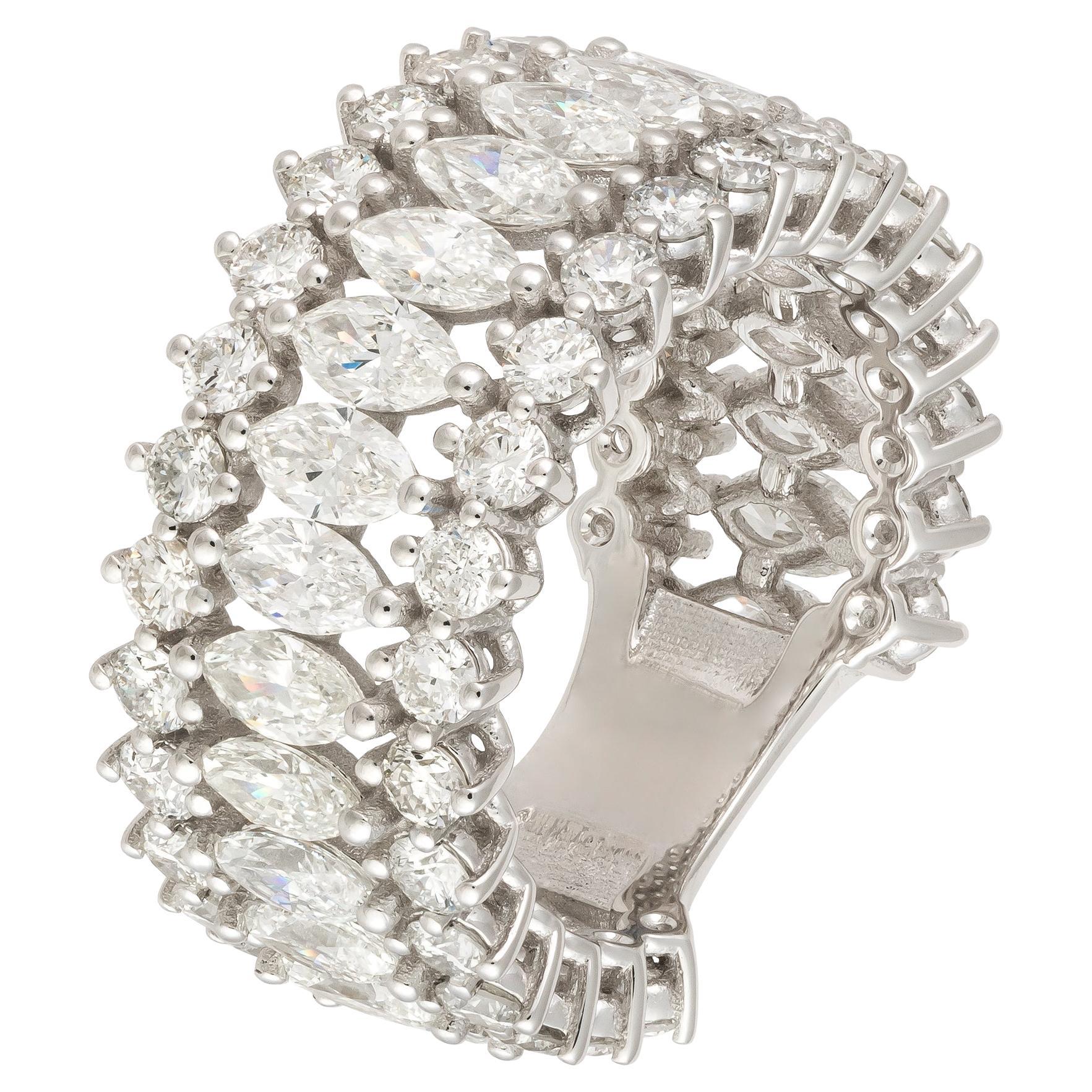 For Sale:  Unique White 18K Gold White Diamond Ring for Her