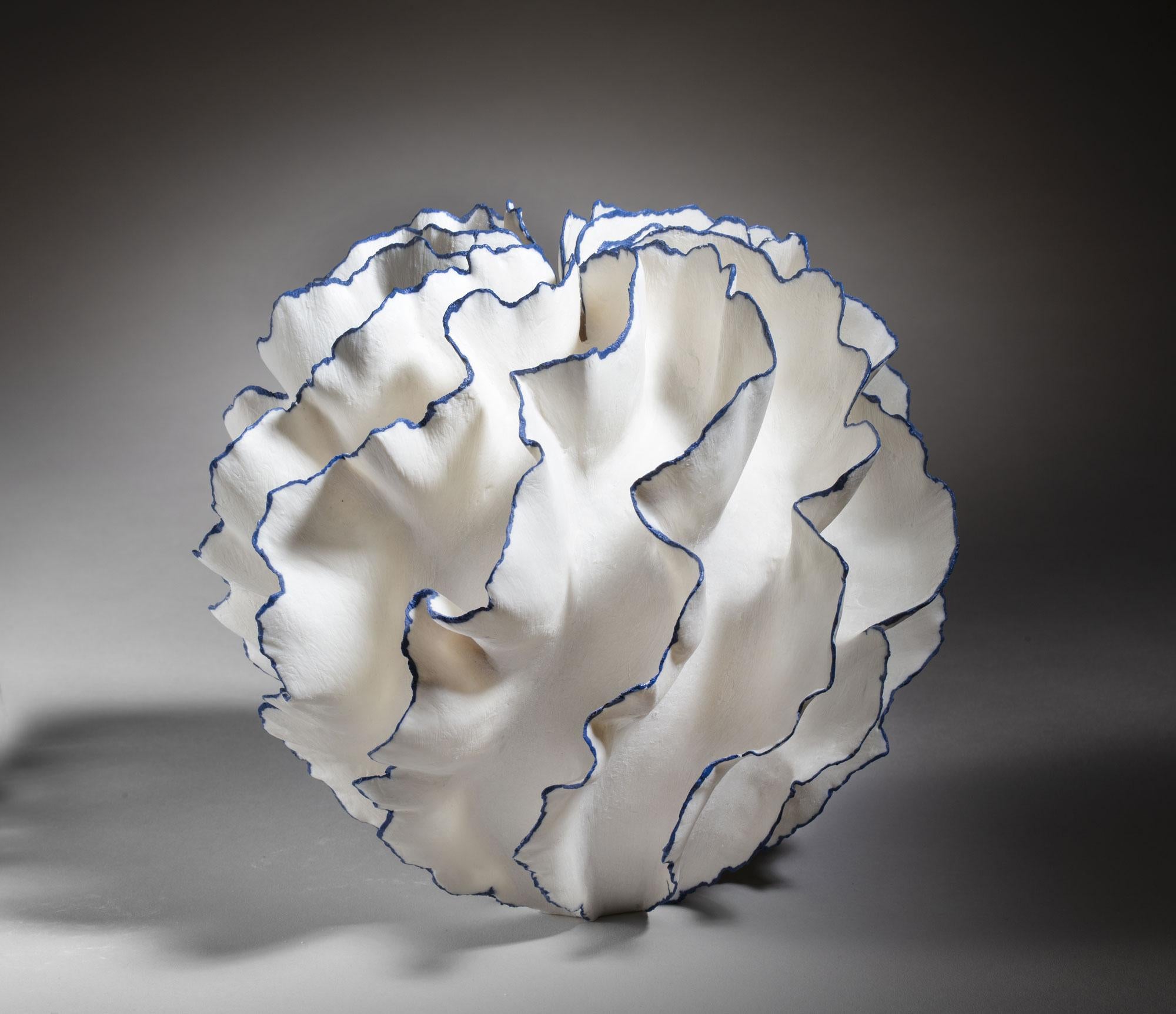 Danish Unique White and Blue Ceramic Vase by Sandra Davolio
