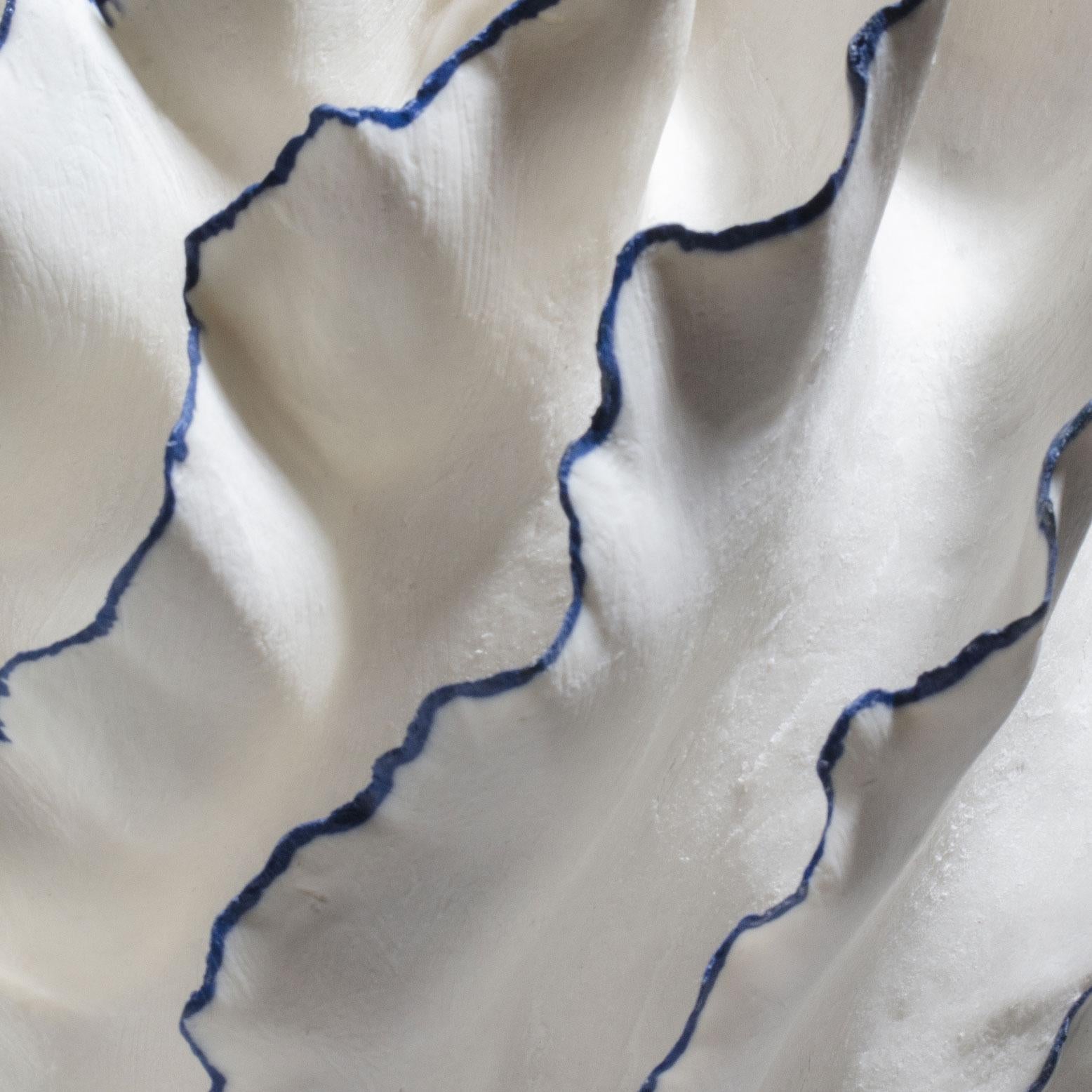 Hand-Crafted Unique White and Blue Ceramic Vase by Sandra Davolio