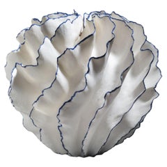 Unique White and Blue Ceramic Vase by Sandra Davolio