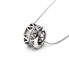 Unique White Diamond Elegant White 18K Gold Pendant for Her for Him