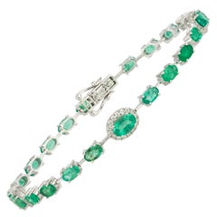 Unique White Gold 18K Emerald Bracelet Diamond for Her