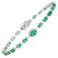 Unique White Gold 18K Emerald Bracelet Diamond for Her