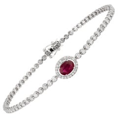 Unique White Gold 18K Ruby Bracelet Diamond for Her