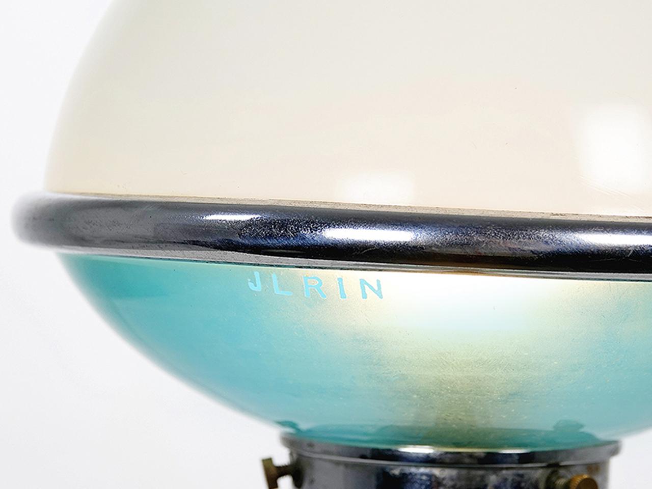 German Unique White over Blue Art Deco Desk Lamp, Signed Jlrin