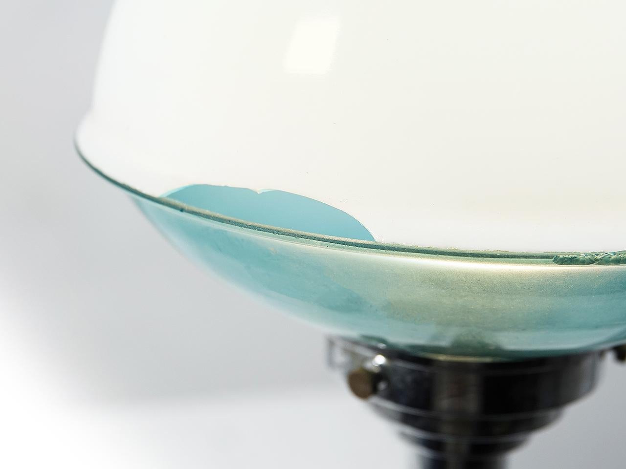 20th Century Unique White over Blue Art Deco Desk Lamp, Signed Jlrin