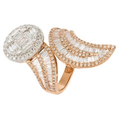 Einzigartiger weißer rosa 18 Karat Gold Weißer Diamantring für sie