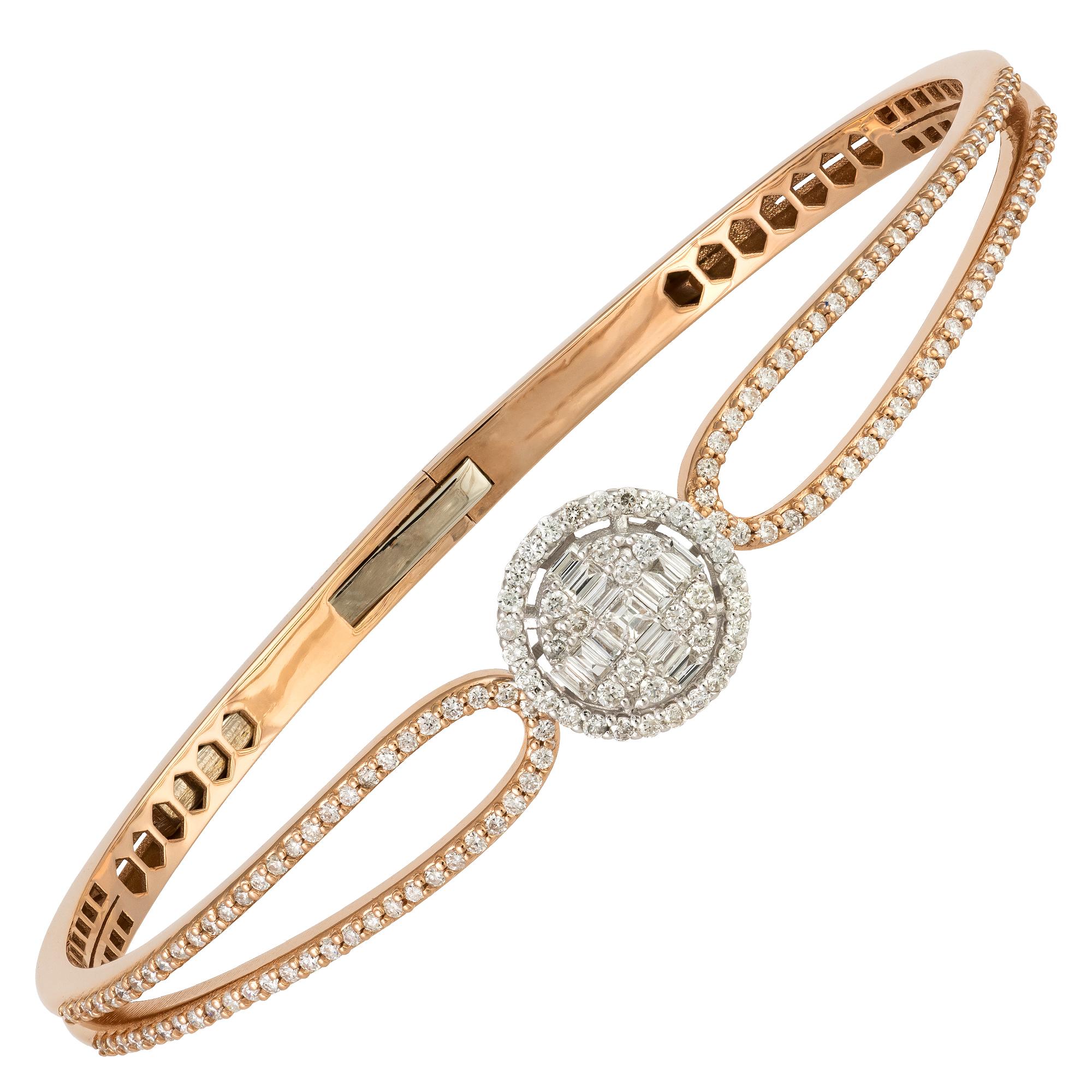 Women's Unique White Pink Gold 18K Bracelet Diamond for Her For Sale