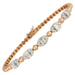 Unique White Pink Gold 18K Bracelet Diamond for Her