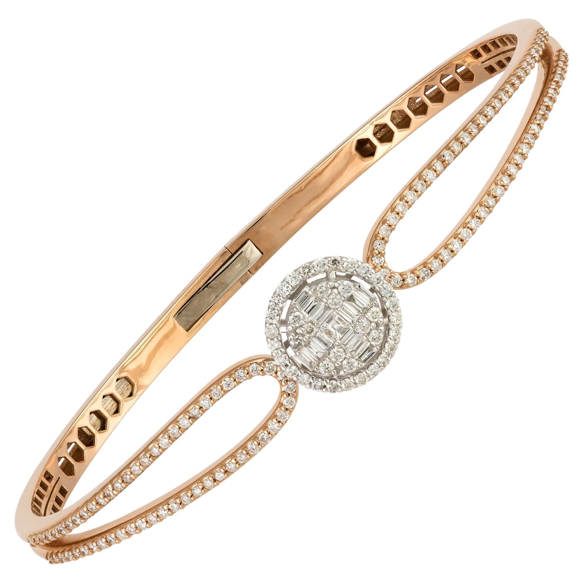 Einzigartiges Armband aus Weiß- und Rosagold mit 18 Karat Diamanten für sie