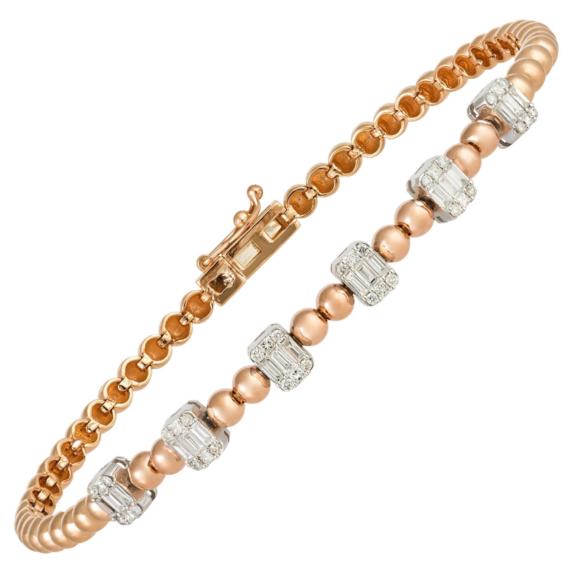 Unique Diamonds Bracelet en or blanc Pink Diamond 18K pour Elle en vente