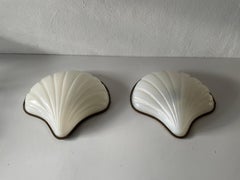 Unique White Plexiglass Shell Shaped Pair of Large Sconces, 1950s, Italy