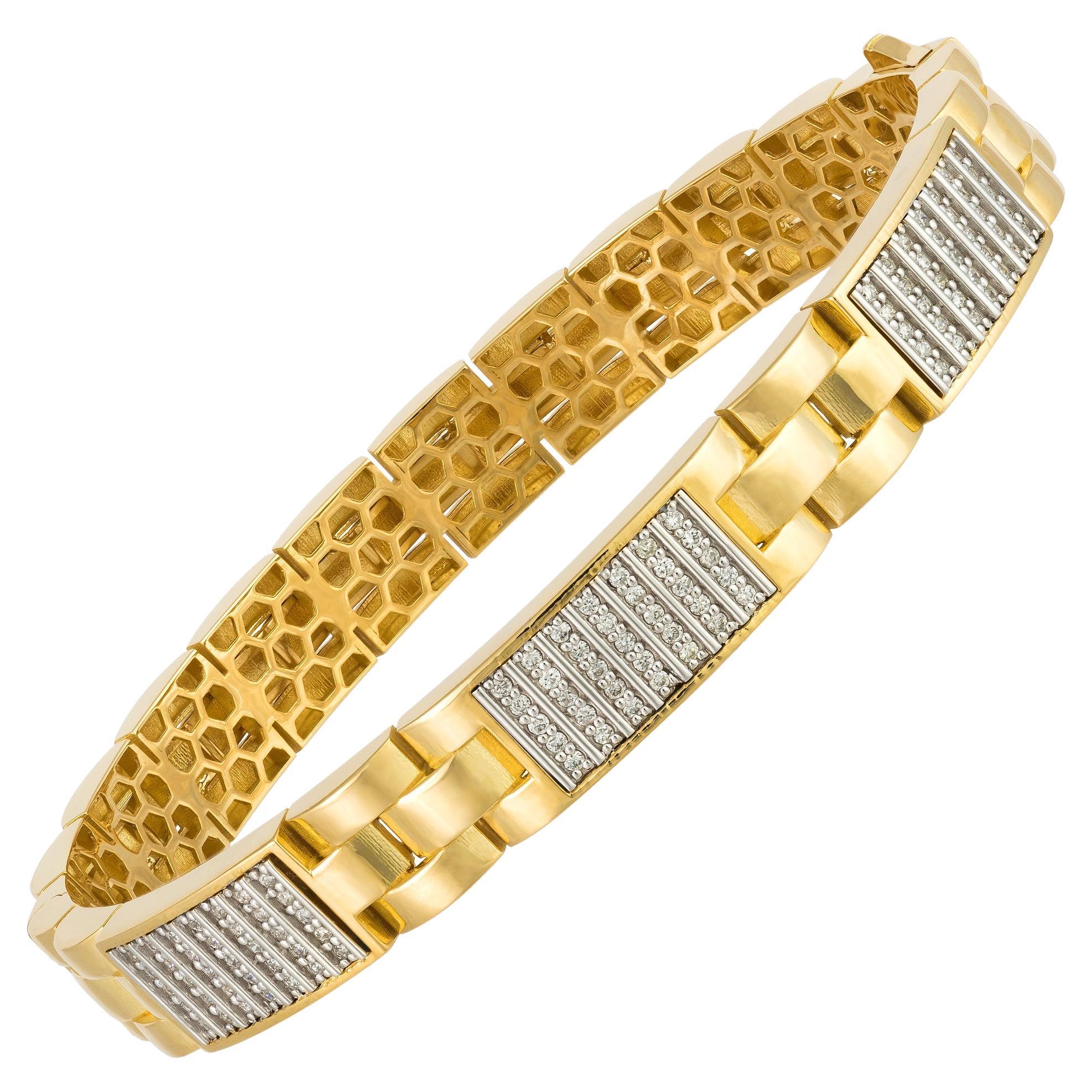 Unique White Yellow Gold 18K Bracelet Diamond for Her