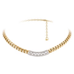 Unique White Yellow Gold 18K Necklace Diamond for Her