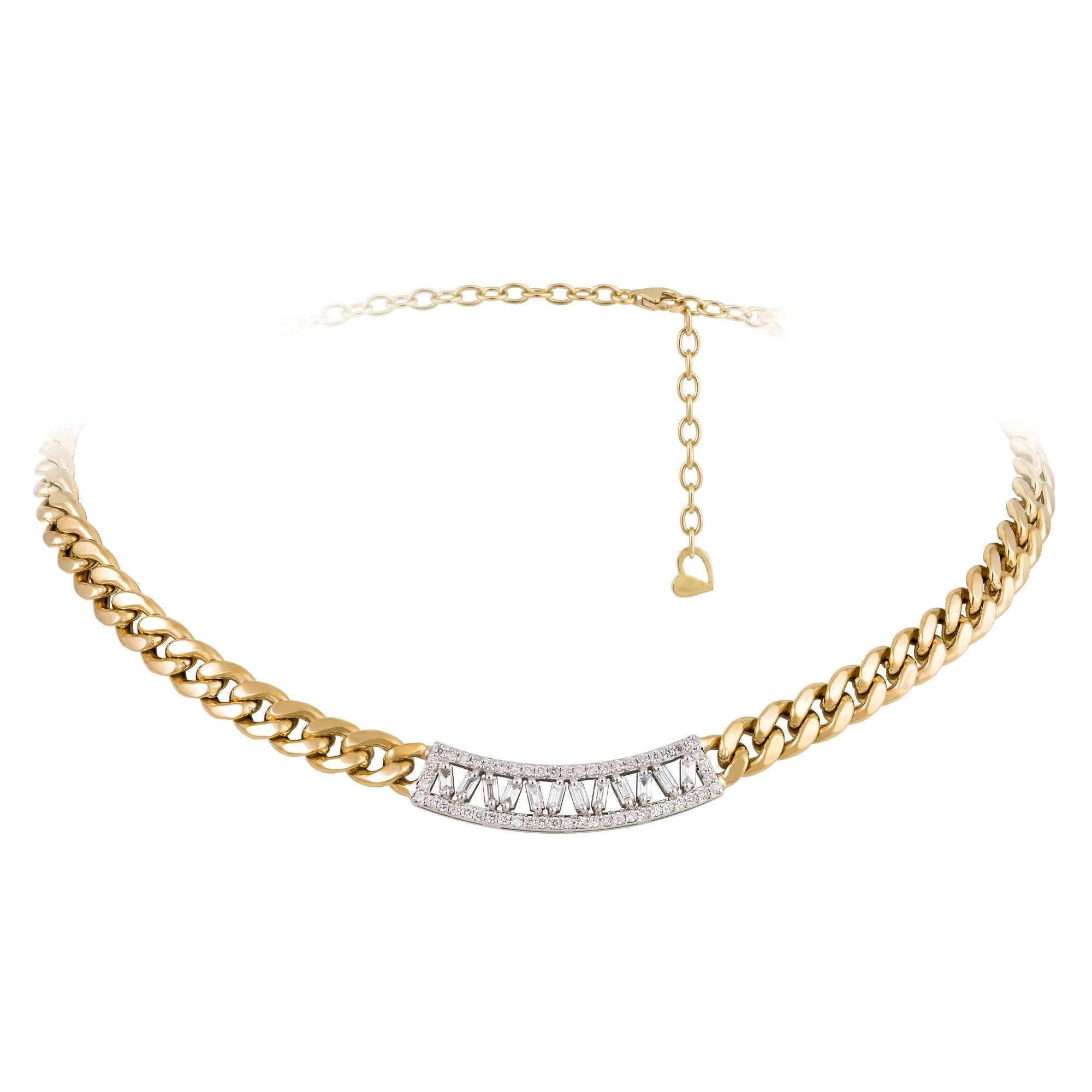 Einzigartige Weiß-Gelbgold 18K Halskette Diamant für Sie (Moderne) im Angebot