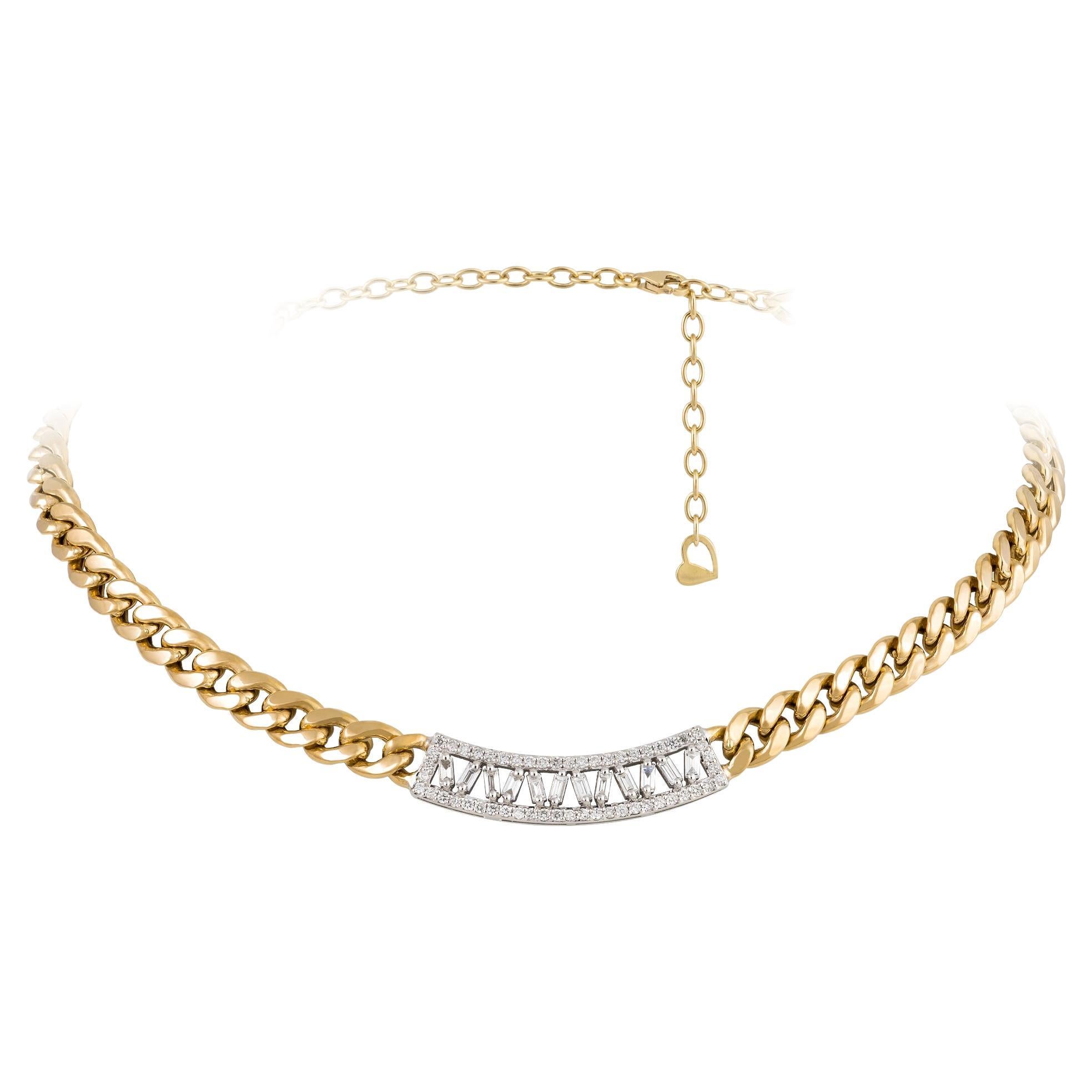 Unique White Yellow Gold 18K Necklace Diamond for Her
