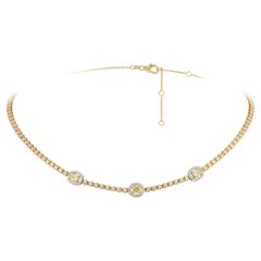 Unique White Yellow Gold 18K Necklace Yellow Diamond for Her