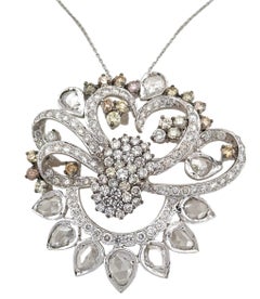 Unique Whited Diamond Pendant And Brooch
