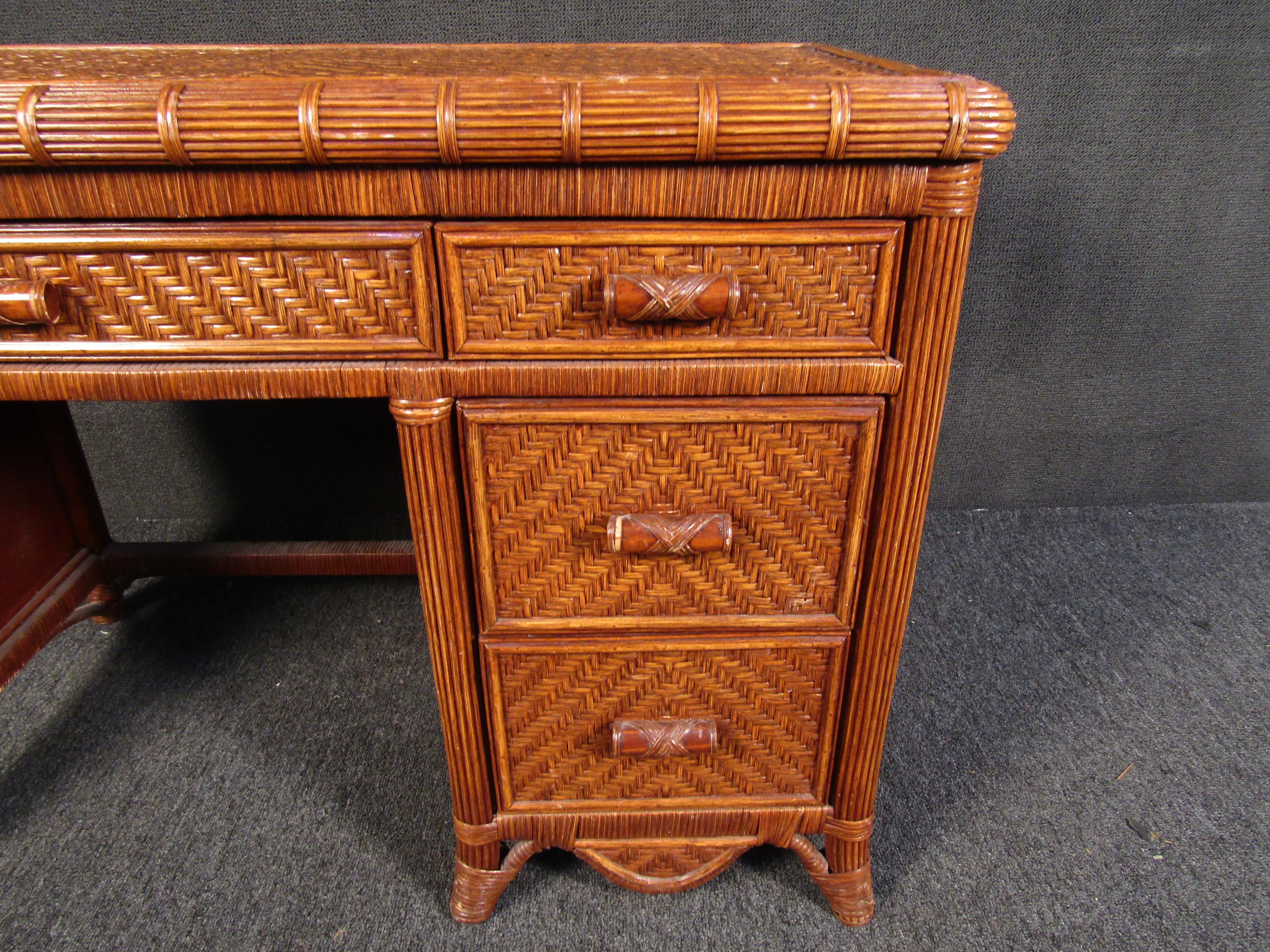 small rattan desk