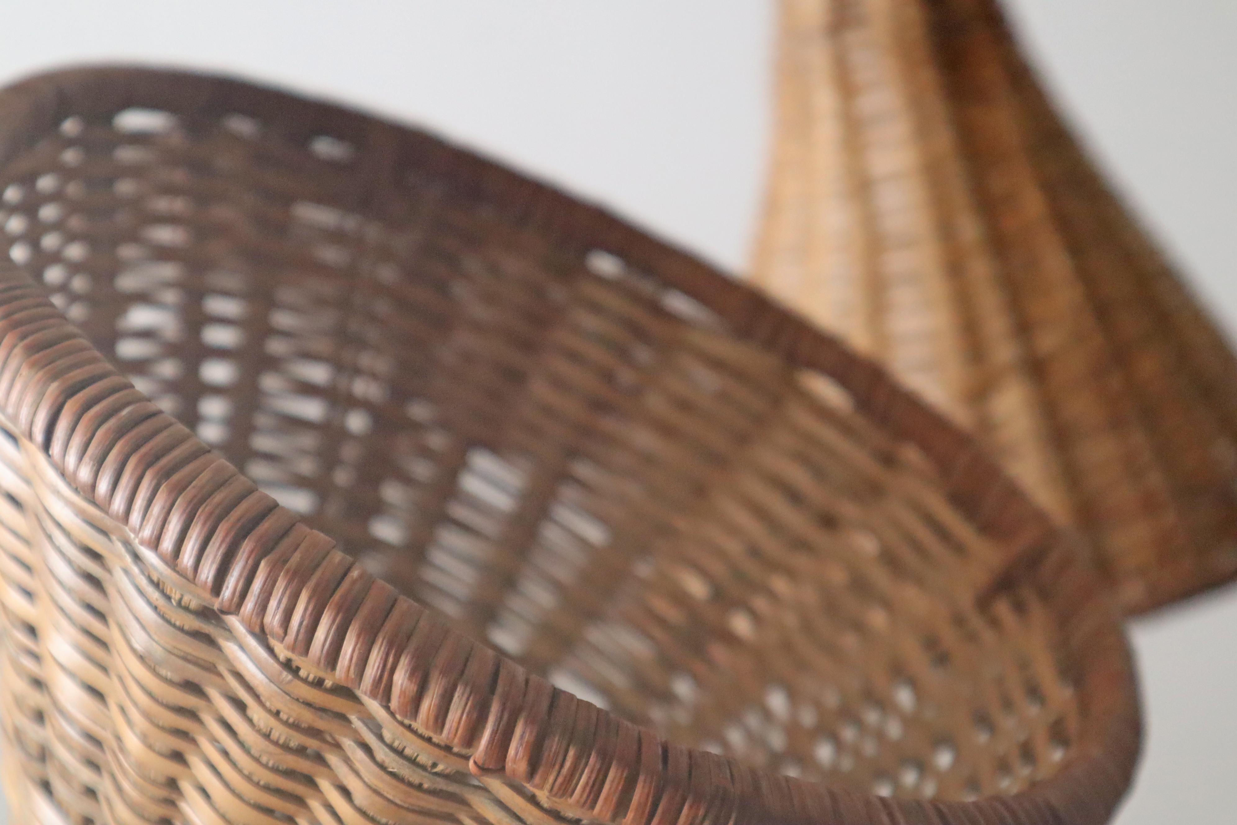 Unique Witch Hat Pendant Lamp made of Rattan and White Glass, Italy 1960s 10