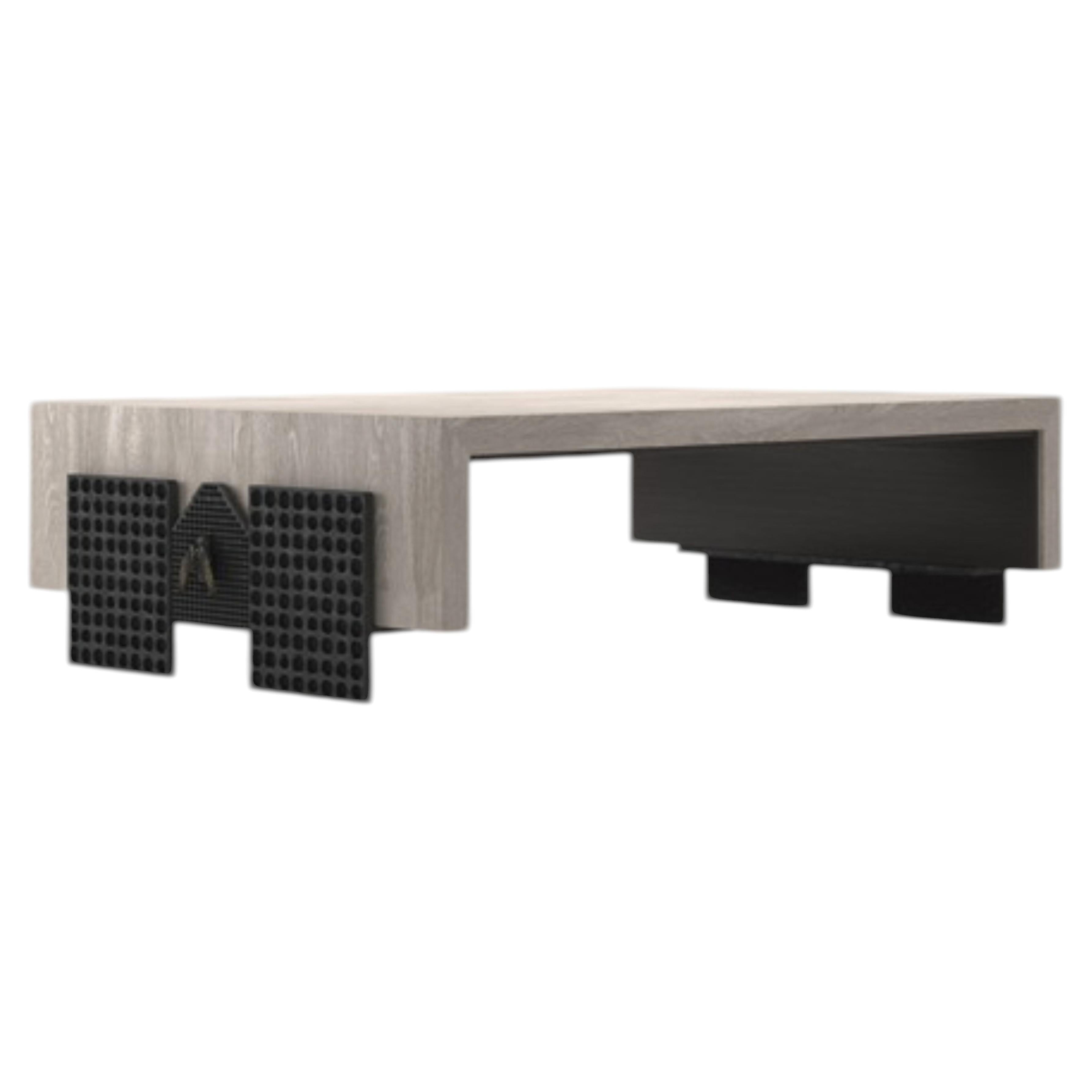 Unique, Wood and Metal "Cicada Linea" Coffee Table, Parisii Collection For Sale
