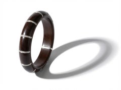 Unique Wooden Bangle Bracelet with 0.96 Carat Diamond Inlays in 18K White Gold
