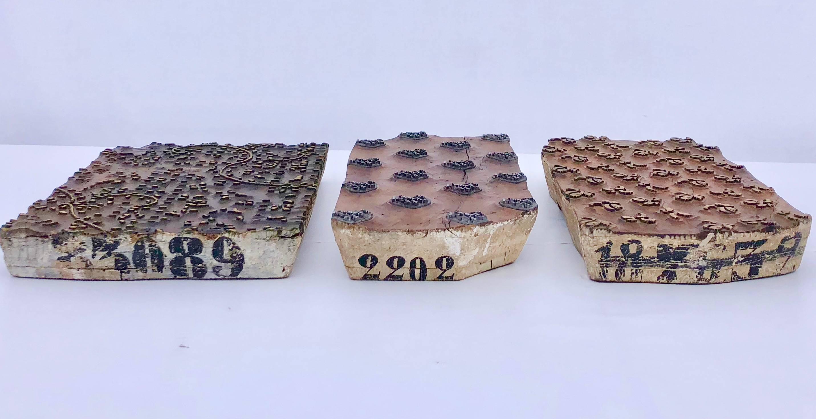 Carved Unique Wooden Fabric Printing Blocks, Rhône Region, France 1800s Collection For Sale