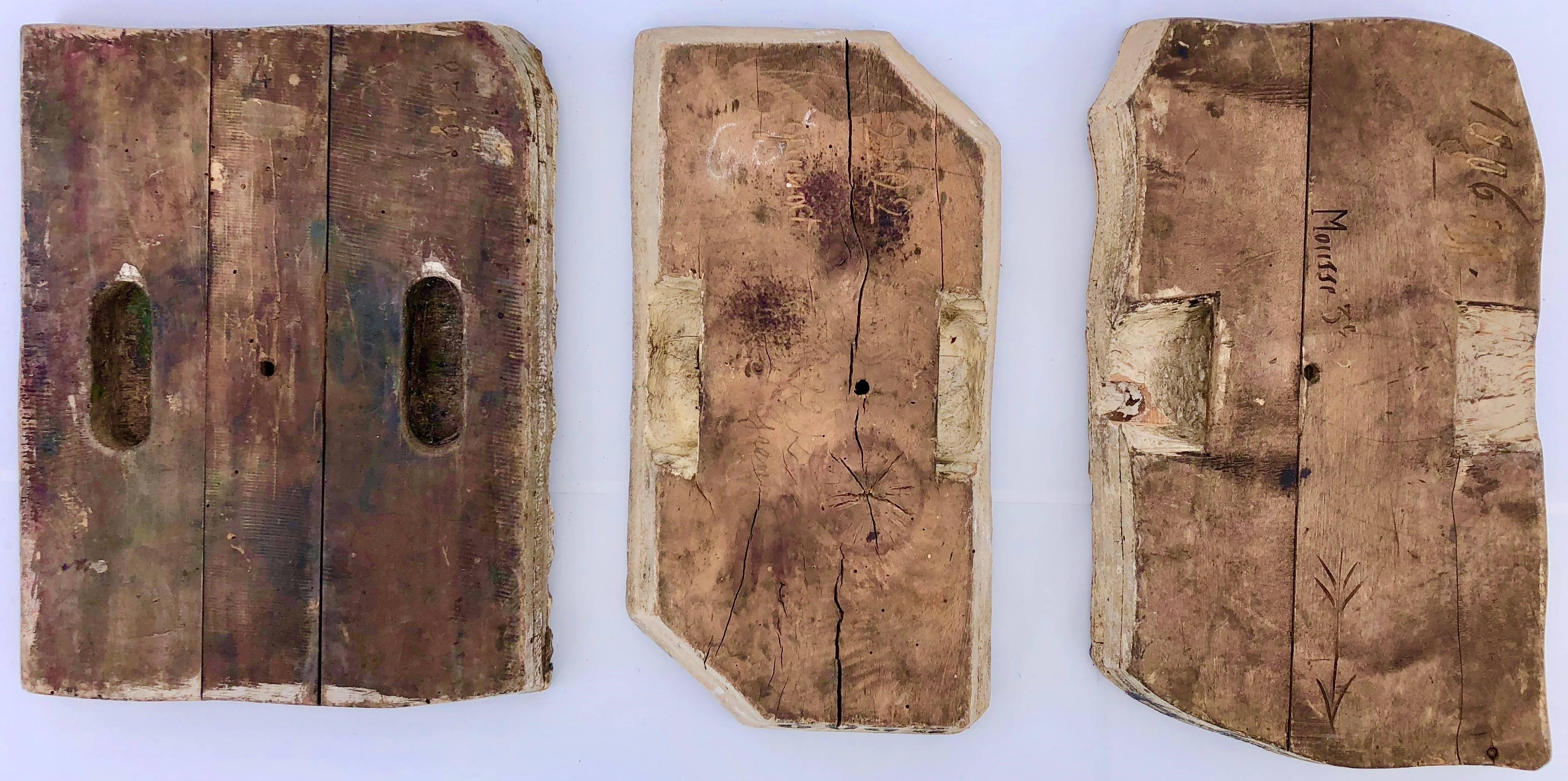 19th Century Unique Wooden Fabric Printing Blocks, Rhône Region, France 1800s Collection For Sale
