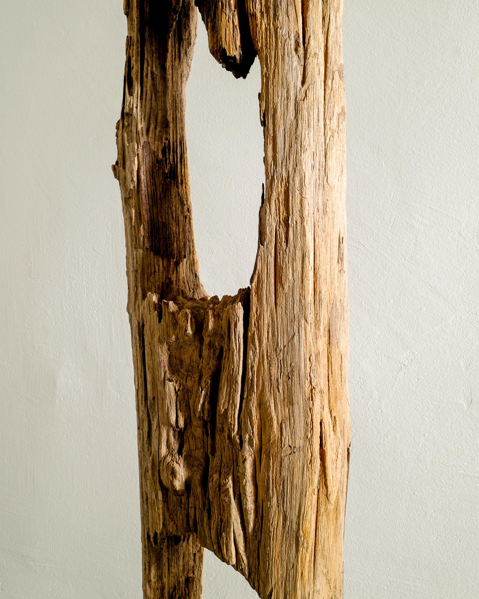 Einzigartige Toteme-Skulptur aus Holz in Wabi Sabi und brutalistischem Stil (Treibholz) im Angebot