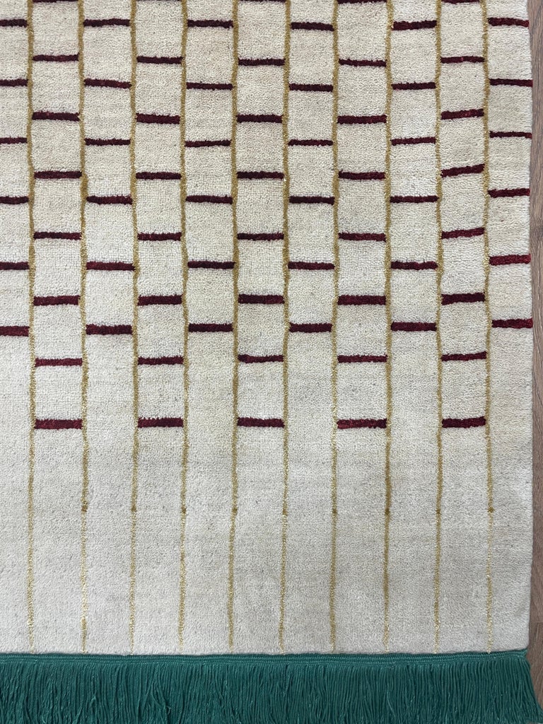 Unique Wool and Bamboo Silk Hand-Knotted Cut-Out Rug with Lotus Flower ...