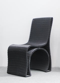 Silla de comedor Unique Woven Nubi de PETG reciclado negro by UNICOGGETTO