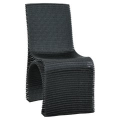 Silla de comedor Unique Woven Nubi de PETG reciclado negro by UNICOGGETTO