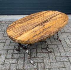 Unique Wrought Iron and Outstanding Marble Top Midcentury Coffee or Couch Table