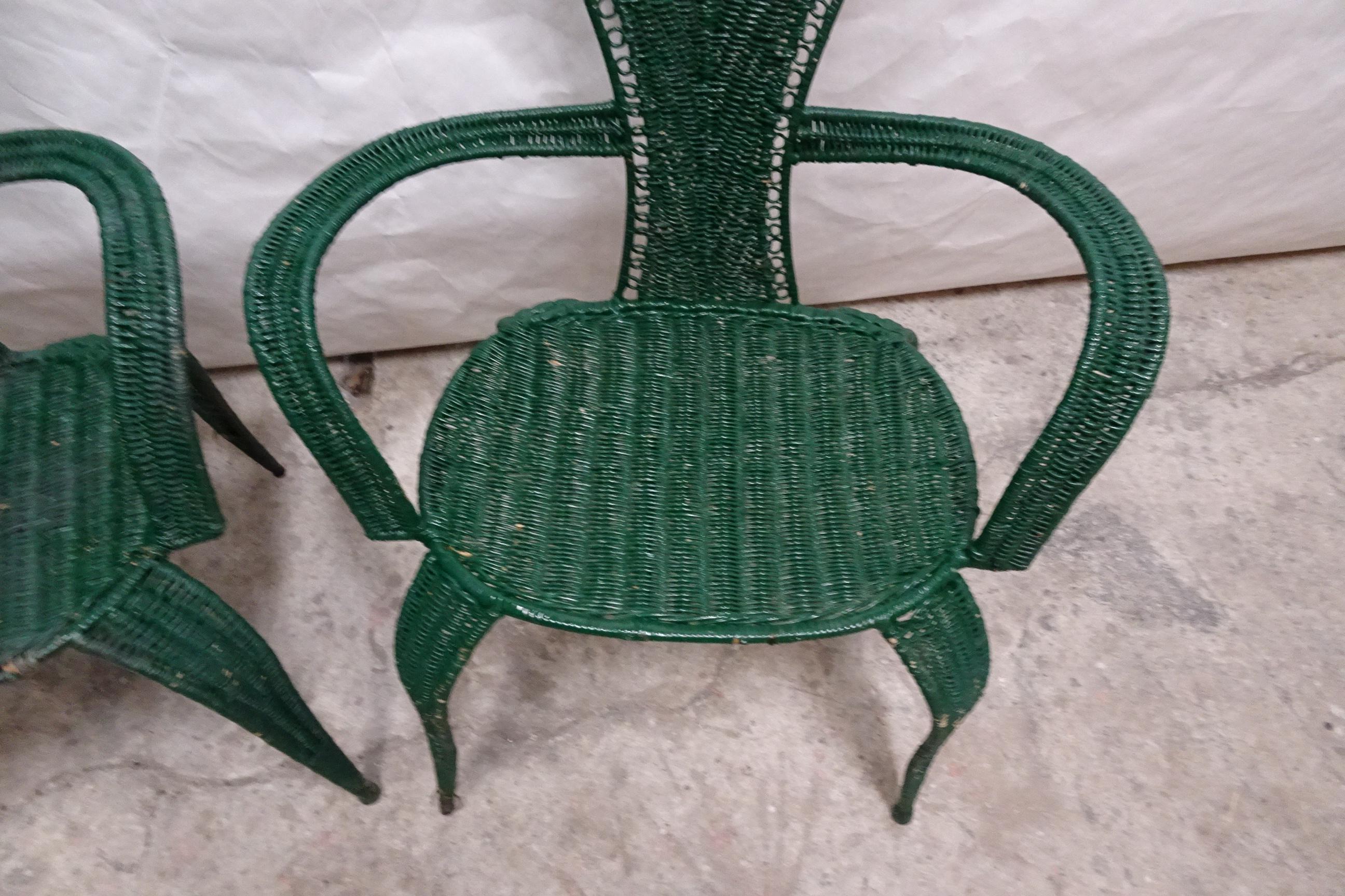 Adirondack Unique Wrought Iron Cane Chairs For Sale