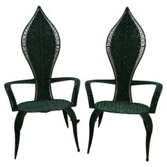 Vintage Unique Wrought Iron Cane Chairs