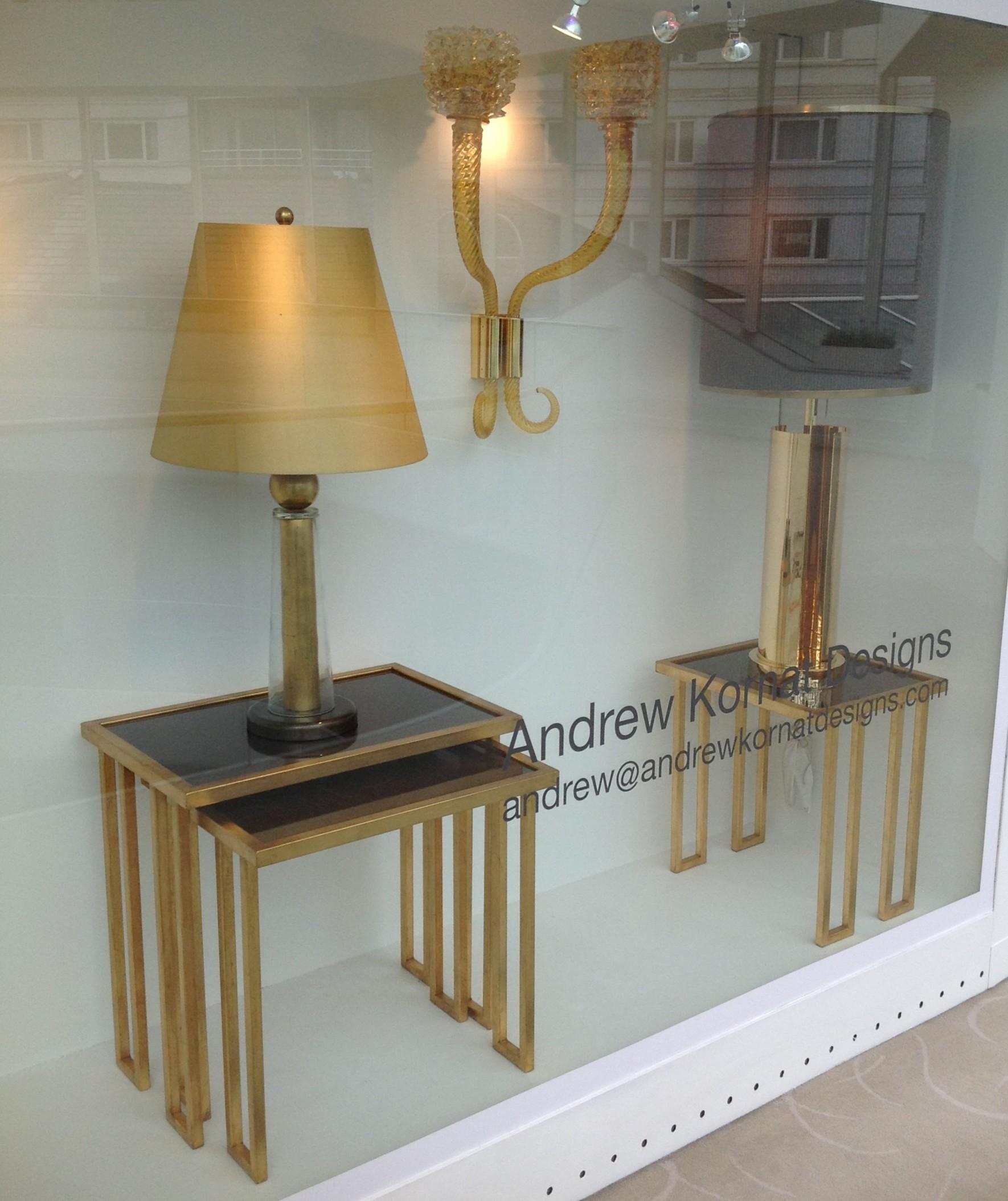 Unique Wrought Iron Nesting Tables in 24 Ct Gold Leaf with Bronze Glass Tops For Sale 5