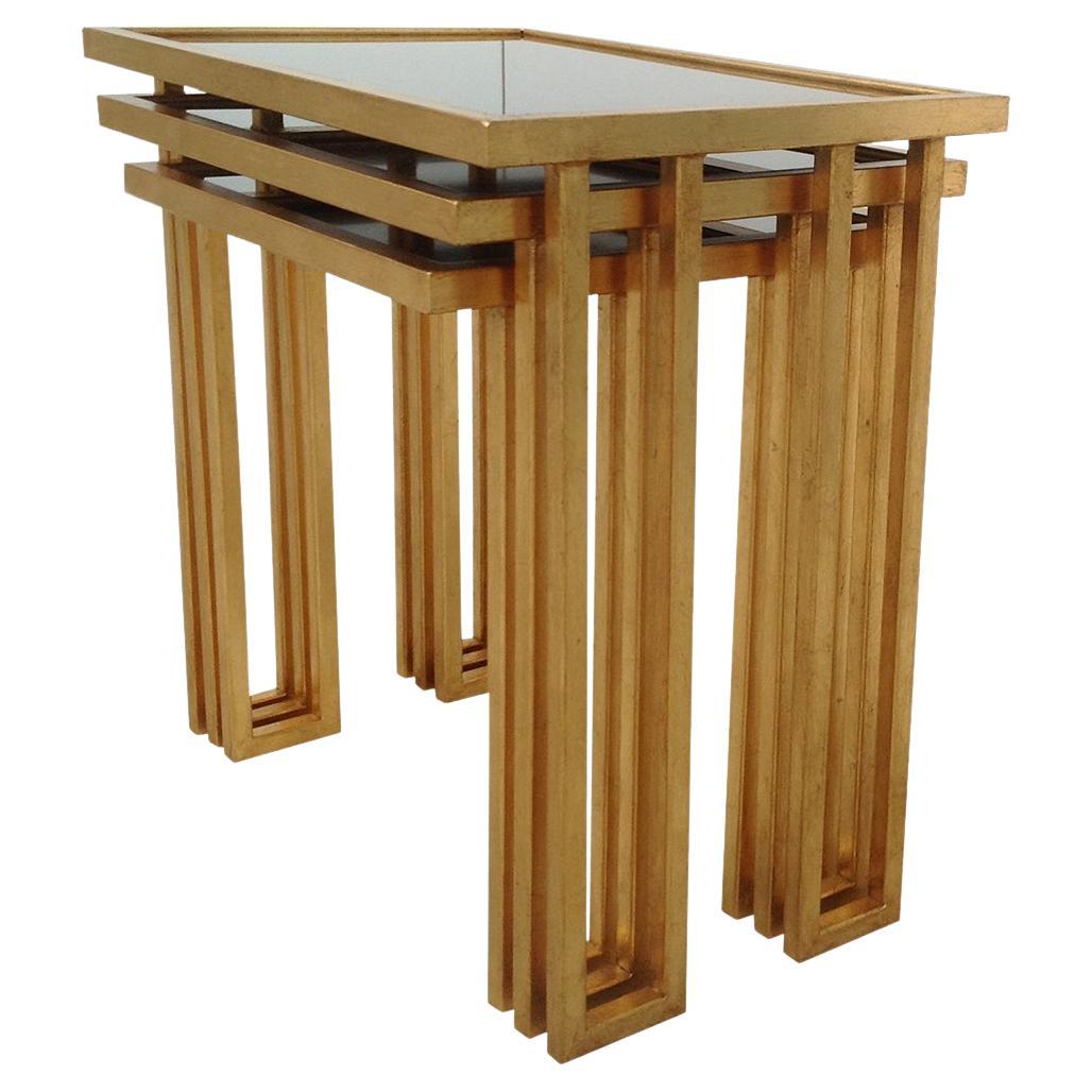 This stunning set of 3 nesting tables was designed by Andrew and originally made by the famous Italian craftsmen at Li Puma in the heart of Florence in Italy - it is a unique 