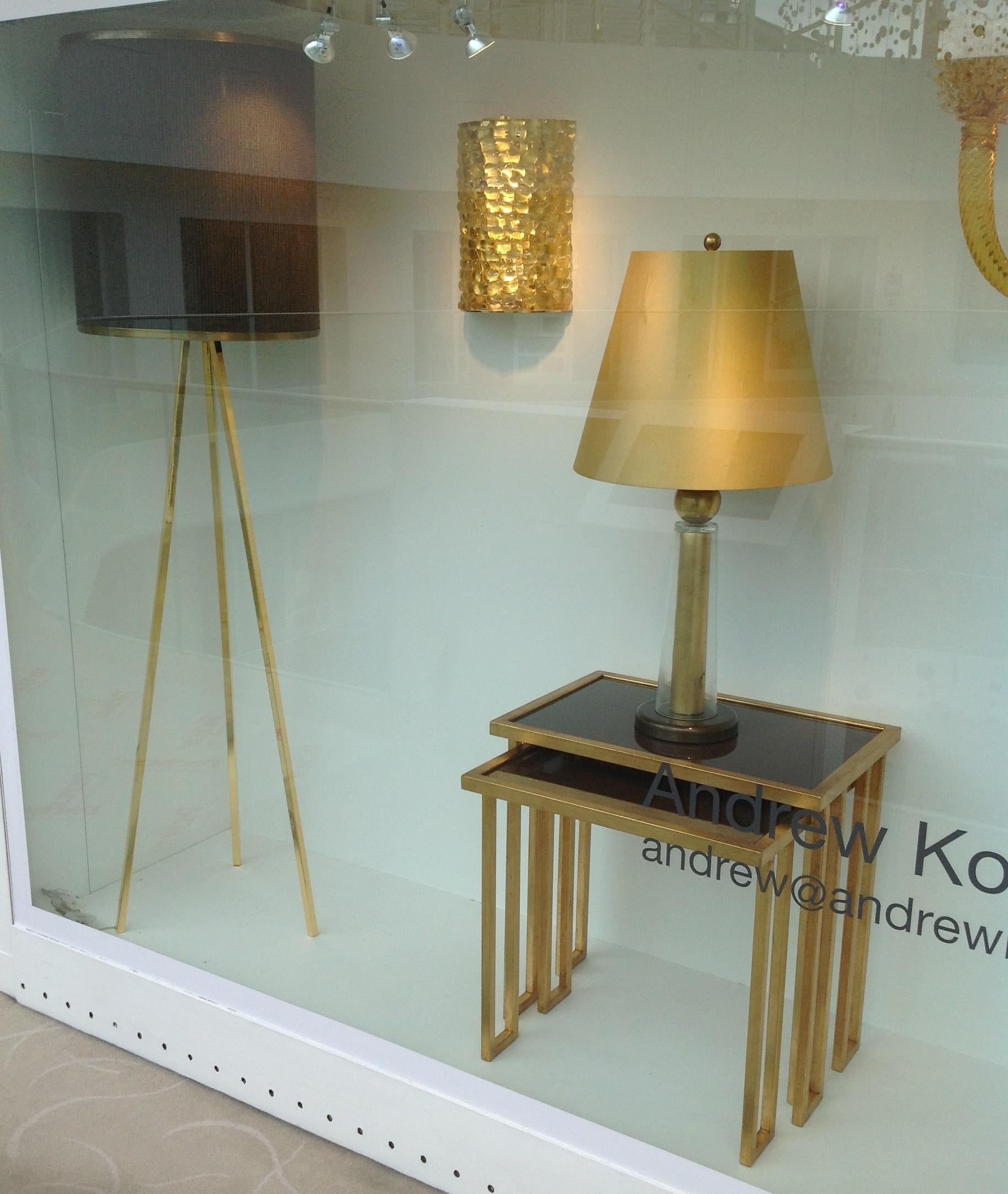 Unique Wrought Iron Nesting Tables in 24 Ct Gold Leaf with Bronze Glass Tops In Excellent Condition For Sale In London, GB