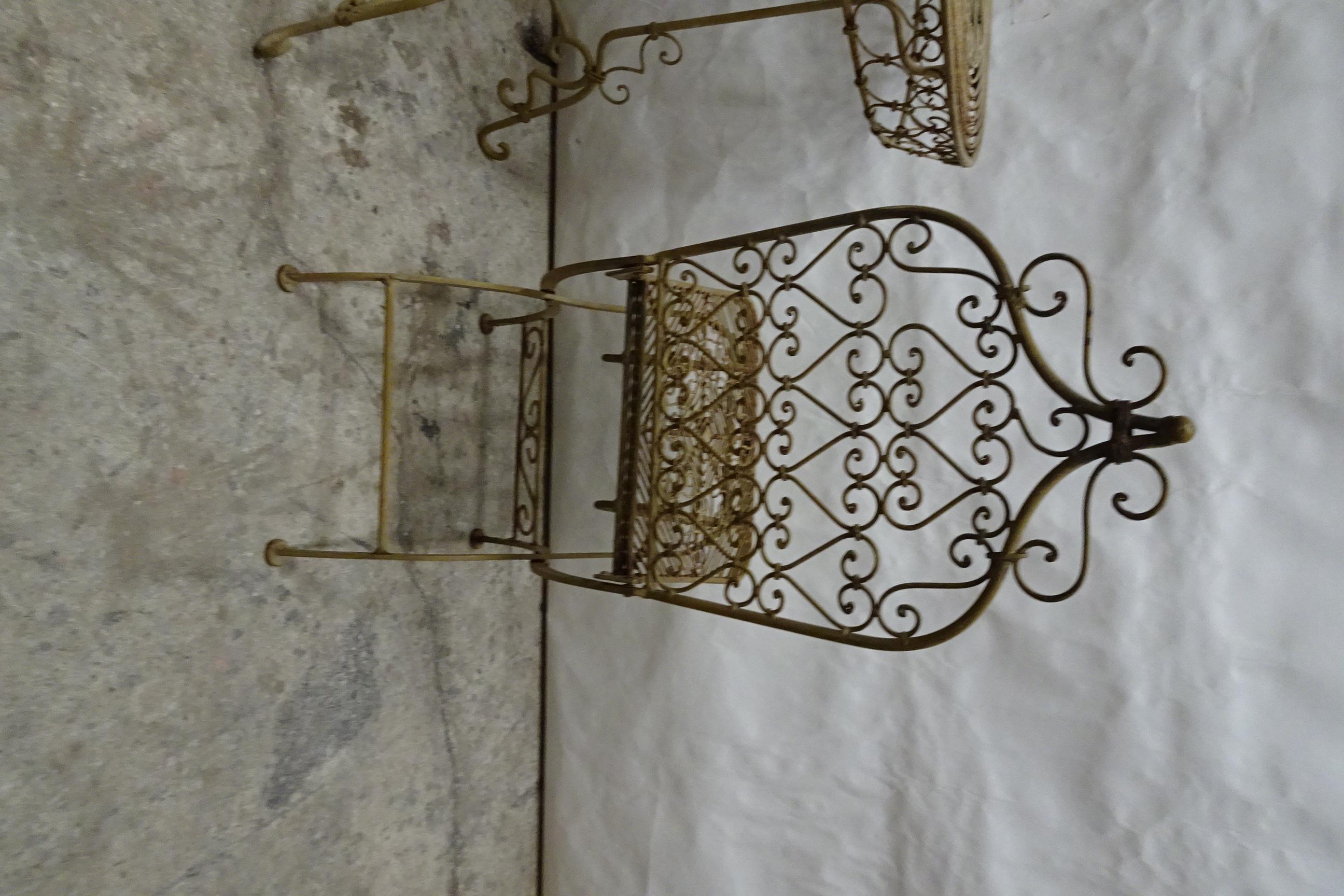 Unique Wrought Iron Table + Chairs For Sale 1