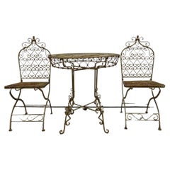 Vintage Unique Wrought Iron Table + Chairs